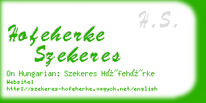 hofeherke szekeres business card